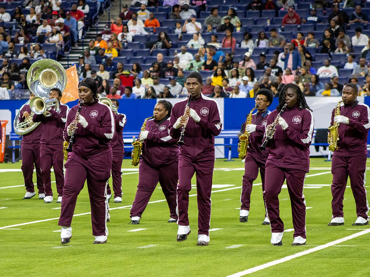 band playing on football field